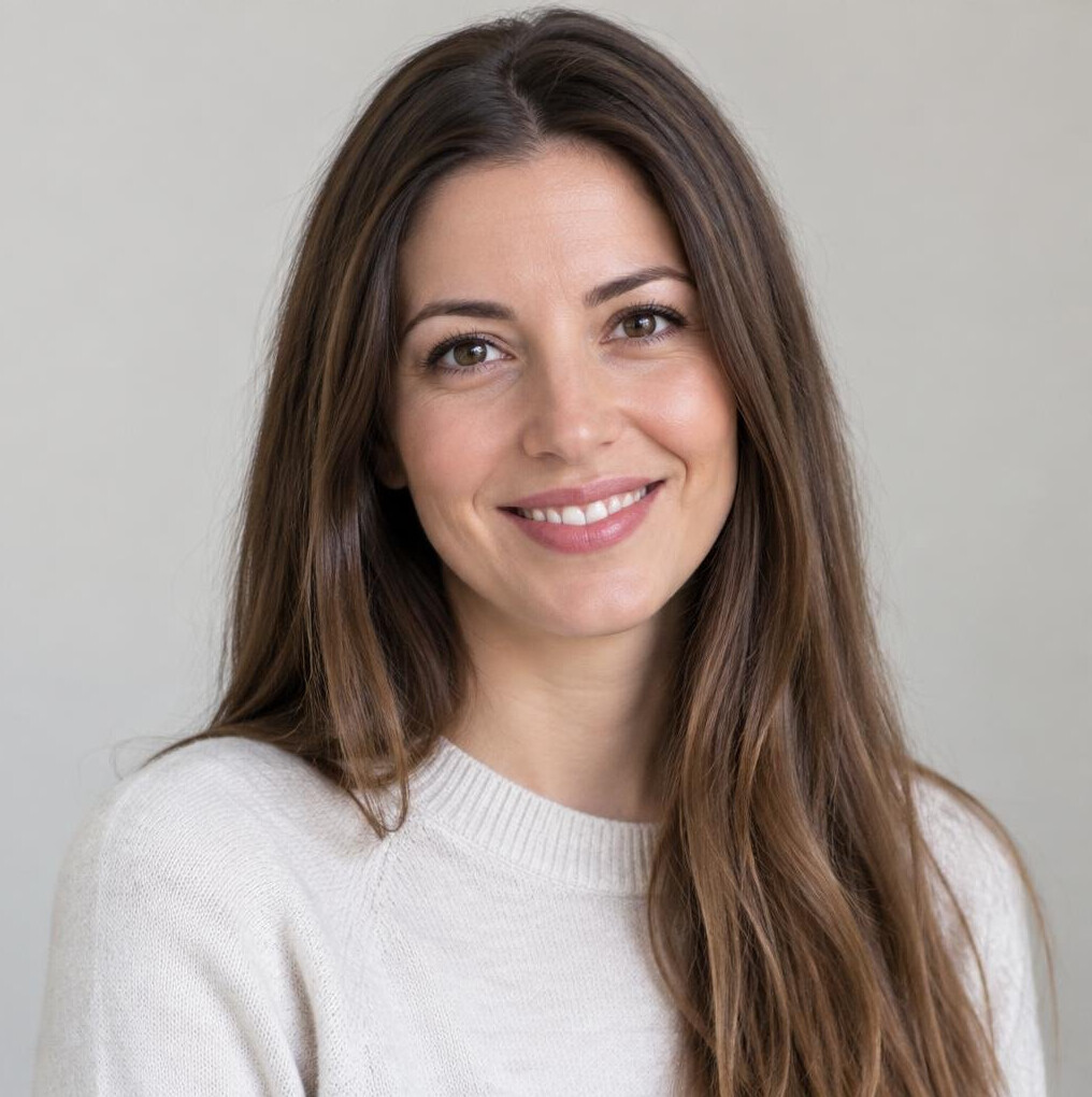 Portrait of a friendly young woman with long hair
