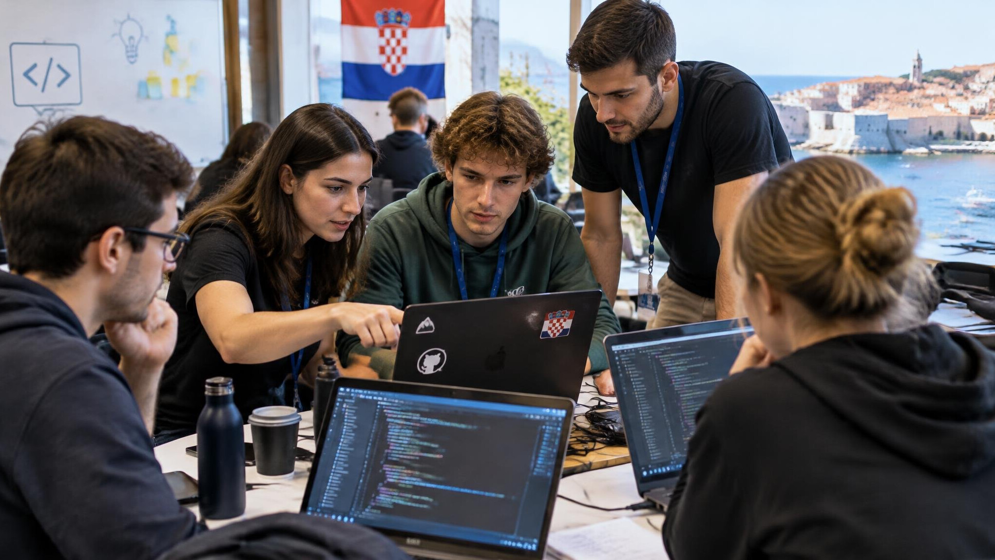 group of coders collaborating